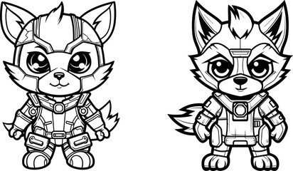 Robot Animal Universe. Coloring books for children and adults as well as tattoo sketches. 