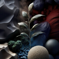 White Leaf Plant in Dreamlike Setting · Symbol of Surrealism