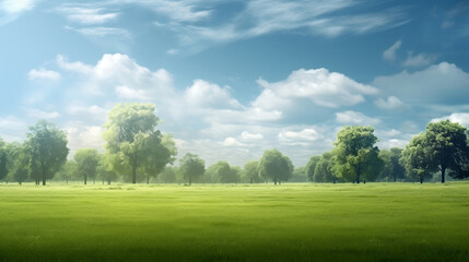 grass field and trees at the park background