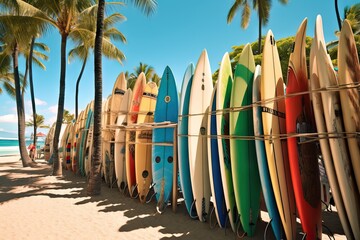 beach colourful hawaiian storage parking stored palm row honolulu rack rack surfboards waikiki lifestyle bright lock hawaii surf surfboard surfboard sunny hawaii beach honolulu lot surf waik waikiki