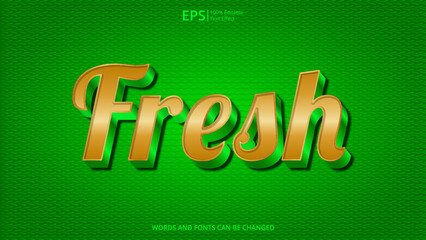 fresh editable text effect natural concept with green and gold color suitable for poster design about food and drink