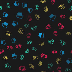 Set line Cloud with rain, Water drop, snow and and sun on seamless pattern. Vector