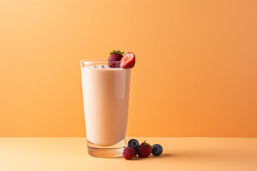 Fruit smoothie on olive copy space background