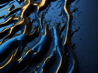 Luxury blue and gold liquid paint background