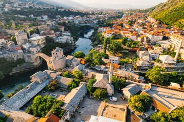 Historical Mostar Bridge known also as Stari Most or Old Bridge in Mostar, Bosnia and Herzegovina