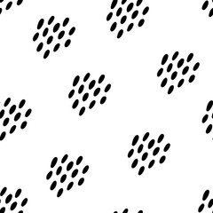 Simple pattern with hand drawn scribble spots. Seamless vector minimalistic pattern on white background