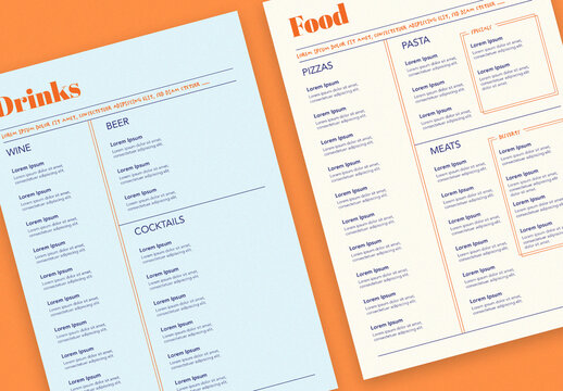 Blue, Cream and Red Menu 