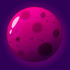 Fantasy planet in cartoon style. Vector illustration of game icon. alien worlds in deep space.
