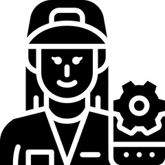 woman technician solid icon