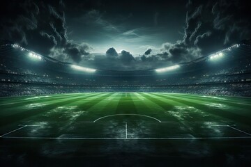 background empty arena match glow grandstand championship sport neon soccer football textured stadium playground modern field ball fog midfield g big center field soccer highlighted competition game
