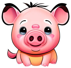 Obraz na płótnie Canvas pink pig cartoon illustration