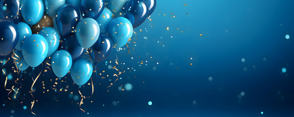 Festive sweet blue balloons background banner celebration theme