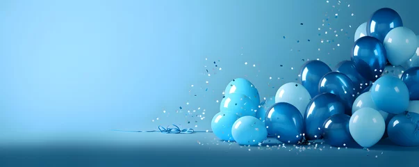 Gordijnen Festive sweet blue balloons background banner celebration theme © Orkidia