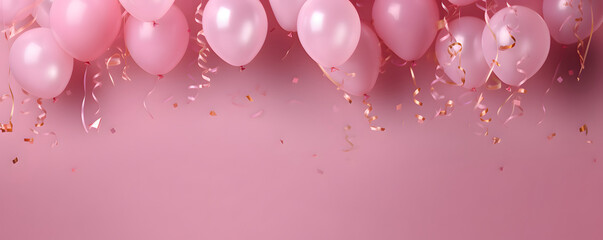 Festive sweet pink balloons background banner celebration theme