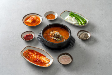 Korean food dish Sundaeguk, Spicy Sundaeguk, Pork Belly Sundaeguk, Yangseonji Hangover Soup, Naejangtang, Side Dish