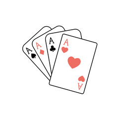 Four aces. Poker playing cards. Vector illustration.