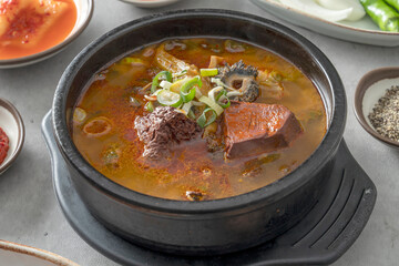 Korean food dish Sundaeguk, Spicy Sundaeguk, Pork Belly Sundaeguk, Yangseonji Hangover Soup, Naejangtang, Side Dish