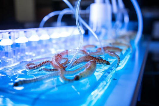 Advances in health, study and discovery in biology. Laboratory medical research on lugworms and experimental use of worm blood in medicine for blood transfusion and organ transplantation.