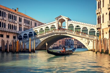 canal bridge venetia touristic landscape landmark travel canal rialto bridge venice rialto bridge architecture grand grooved bo gondola rialto gondolier city italy venice grand water europa v venice - obrazy, fototapety, plakaty