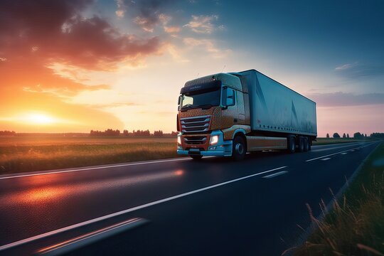transport sky delivery traffic storage lorry shipping road sunset european cargo loaded freight speed sunset trailer perspective vehicle truck summer highway motorway transportation stock car truck