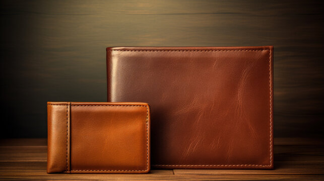 brown men  leather wallet on a black background