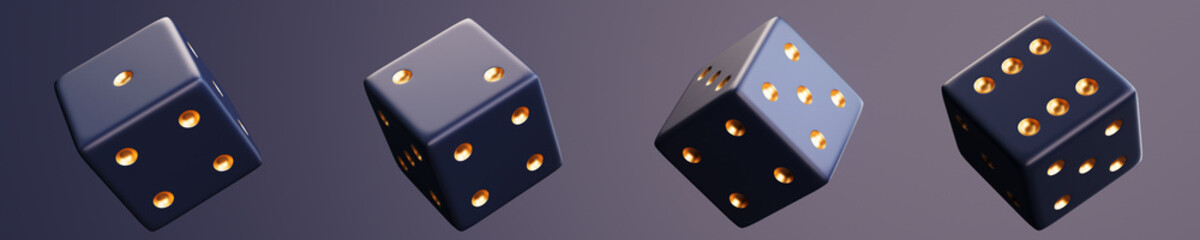 Casino dice set of authentic icons. Vector set of red dice. 3d board game pieces.