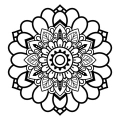 Illustration of black silhouette mandala flower