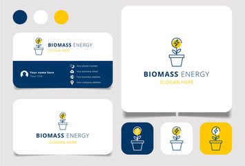 Biomass energy logo design with editable slogan. Branding book and business card template.