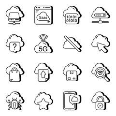 Pack of Cloud Technology and Storage Linear Icons

