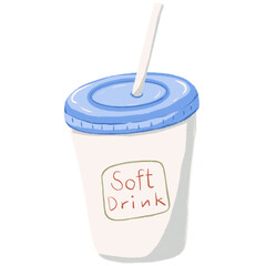 Cute soft drink cup painted by crayon color.