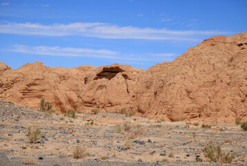 Fototapeta premium The rock formations in Nemegt canyon, Umnugobi, Mongolia
