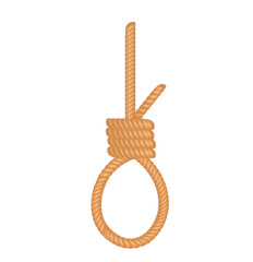realistic Rope hanging loop noose with hangman's knot on white isolated background