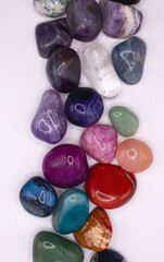 Colorful stones on a white background 