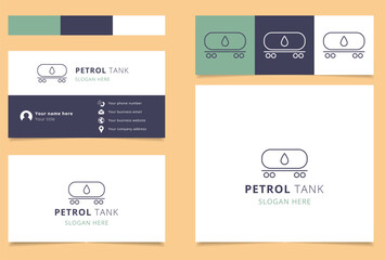 Petrol tank logo design with editable slogan. Branding book and business card template.