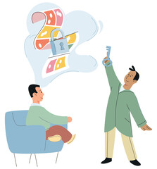 Psychologist listening to patient at mental therapy session. Person talking to psychotherapist. Private psychology, psychotherapy help. Systems of therapeutic effects on psyche and on human health