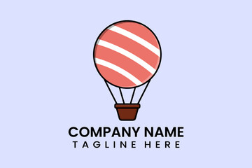 Naklejka premium Flat vector parachute balloon sushi logo modern style template