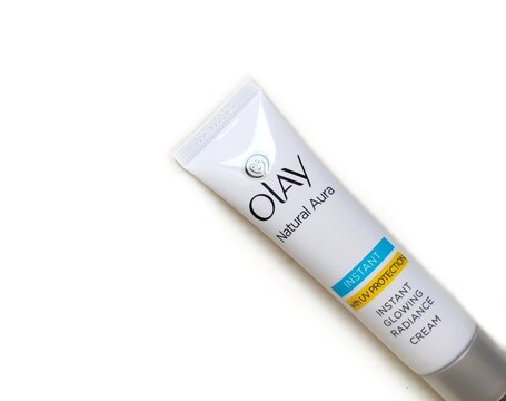 Guwahati, Assam, India - August 24, 2023 : Olay Natural Aura Instant Glowing Radiance cream. 
