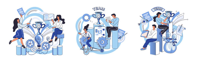 Team solving problems Support of help to solve problem, manager mentorship or coaching to help team success Building system together Team work problem solution Leadership to guide employee to achieve