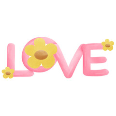 Pink heart flower and love letter illustration. Watercolor heart and love letter.