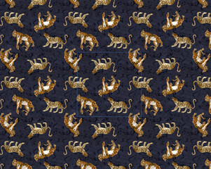leopard print with navy blue background and texture