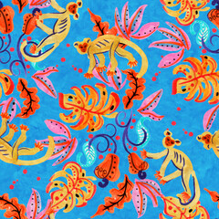 tropical monkey print