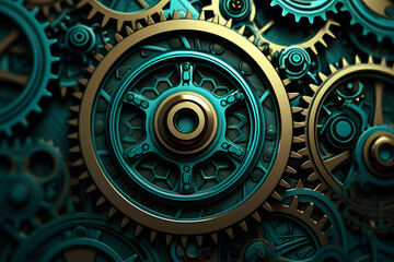 teal color engine gear cool background