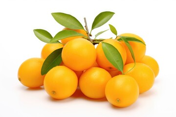 tangerines with leaves isolated on white