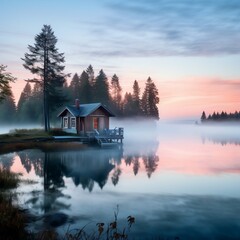 Obraz premium sunrise on the lake