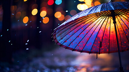 Captivating Rainy Scene with Umbrella Focus