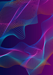 Bright Ribbon Background Violet Vector. Flow Cover. Rainbow Curve Circular. Holistic Soundwave Design. Neon Twisted.