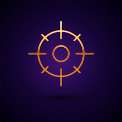 Gold Target sport icon isolated on black background. Clean target with numbers for shooting range or shooting. Vector