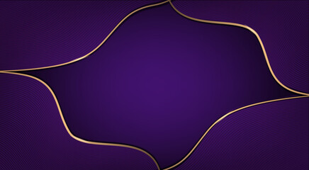 Empty purple background design and elegant luxury gold line arches