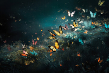 Fototapeta na wymiar Butterfly Swarm