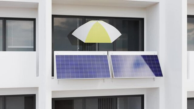 Balcony Power Plant on a nondescript anonymous apartment building - 3d render